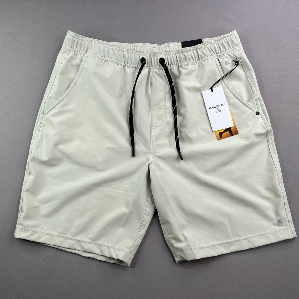 KENNETH COLE THE TECH DOBBY PULL ON ATHLETIC STRETCH ATHLETIC SHORTS